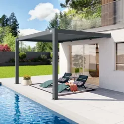 PRIMEYARD Anbaupergola 3x4 Anthrazit mit Lamellendach von Toolport
