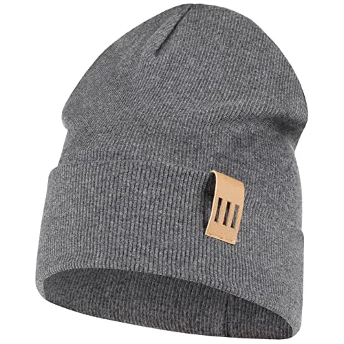 Smarilla Mütze Junge Kinder Beanie Herren gerippt, Größe: 50-52, Farbe: Graphitgrau