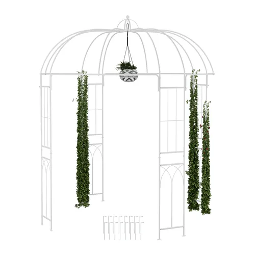 Rosenpavillon Gartenbogen aus Metall - Eleganter Rankpavillon aus pulverbeschichtetem Stahl, ideal für die Unterstützung von Rosen und anderen Pflanzen. Maße: 211 cm x 269 cm, inklusive Befestigungsmaterial und bebilderter Anleitung.