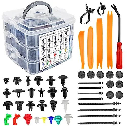Stücke Auto Befestigung Clips, Universal Türverkleidung Klammern Stoßstangen Plastikklips Set Befestigungsclips mit Demontage Werkzeuge Kabelbinder und Schwammig Kissen 1000