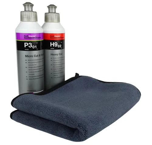 Dreiteiliges Politurset Koch Chemie Heavy Cut 250ml + Micro Cut & Finish P3.01