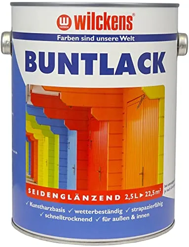 Wilckens Kunstharz Buntlack für Innen und Außen, seidenglänzend, 2,5 l, RAL 9005 Tiefschwarz
