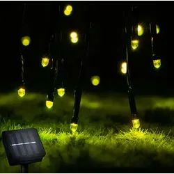 LUMILED Solar Lichterkette Solarlichterkette 7x LED Solarleuchte Solarbetriebene IP44 gelb–grün Glühwürmchen Lichterketten Garten Weihnachten