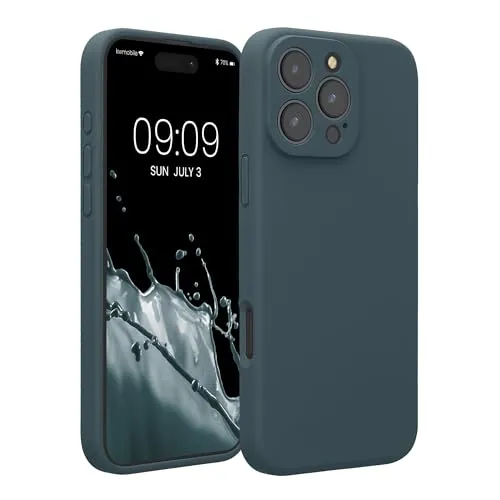kwmobile Handyhülle kompatibel mit Apple iPhone 16 Pro Max Hülle - gummierte Handy Case aus Silikon in Dunkler Schiefer