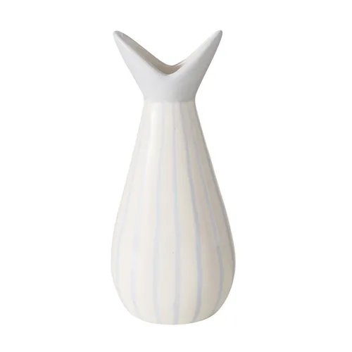 Vase Maritim Fisch Keramik Hellblau Weiß Streifen 9x8x21cm