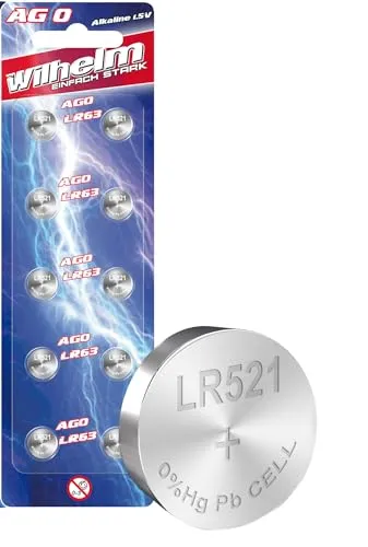 AG0 Wilhelm LR521 LR63 379 Batterie Alkaline Knopfzelle Knopfbatterie 1,5V Größe 5,8 x 2,15mm 10 x