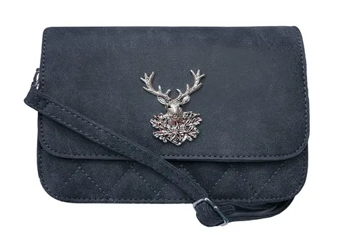 Moschen-Bayern Trachtentasche Dirndltasche für Damen - Kleine Trachtentasche mit charmantem Metall-Hirsch, ideal für festliche Anlässe. Mit praktischem Trageriemen, der auch quer getragen werden kann. Maße: 20x15x6 cm. Aus strapazierfähigem Kunstleder, in vielen Farben erhältlich.