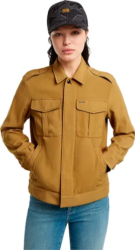 G-Star Damen Officer Jacke 2.0 - Beige, L - Funktionsjacke mit flachem Kragen und verdecktem Knopfverschluss, ideal für stilvolle Outdoor-Aktivitäten.