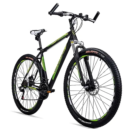 Bergsteiger Detroit 29 Zoll Mountainbike - HARDTAIL MOUNTAINBIKE - Ideal für Alltag und Gelände, geeignet ab 170 cm, mit Shimano 21 Gang-Schaltung und Scheibenbremsen für optimale Sicherheit und Kontrolle.