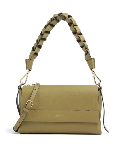 Coccinelle Boheme Grana Double Schultertasche - Olivgrün - Elegante Coccinelle Schultertasche aus genarbtem Rindsleder, ideal für stilvolle Anlässe und den täglichen Gebrauch. Praktische Fächer für eine optimale Organisation.