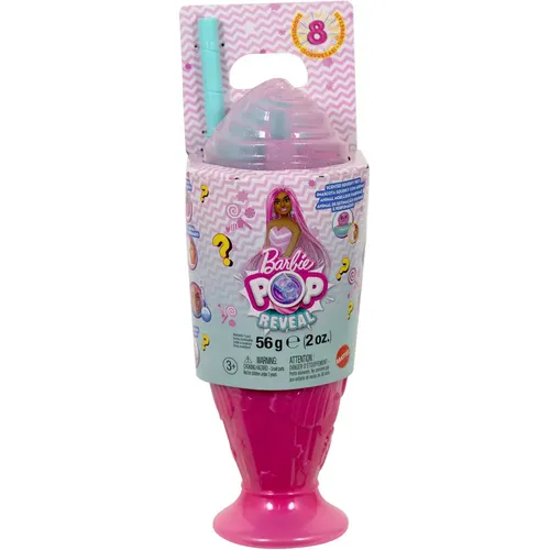 Barbie Pop Reveal Treat-Serie Set: Sweet Swirl Modepuppe mit Haustier - Puppen, die die Sinne ansprechen! Entdecke 8 Überraschungen in einem süßigkeiteninspirierten Becher, inklusive einer duftenden Barbie-Puppe und einem Squishy-Haustier. Farbwechsel im Gesicht sorgen für zusätzlichen Spaß!