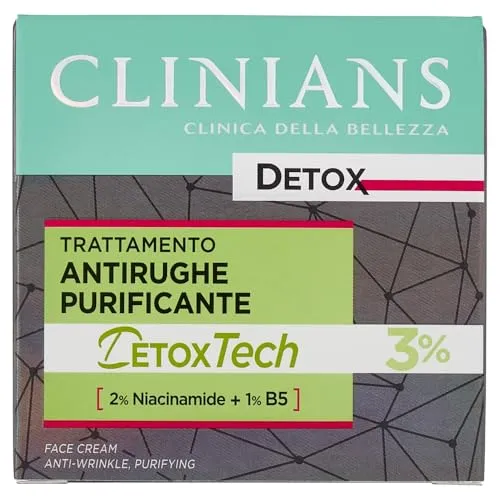 CLINIANS | Anti-Falten-Reinigungsbehandlung, Detox, Dermatologisch Getestet, Made in Italy, 50 ml