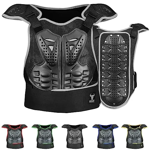 BULLDT Protektorenweste Damen & Herren für Motorrad Motocross ATV Skatebording Quad Scooter MTB Enduro Reiten Protektoren - Atmungaktiv Weste Verstellbar - Grau - 48