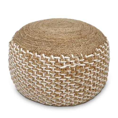 Amago home Sitzhocker aus Jute - Hocker für Wohnzimmer, handgefertigter Sitzpouf aus natürlicher Jute, ideal als zusätzliche Sitzgelegenheit oder Fußablage in verschiedenen Farben und Größen.
