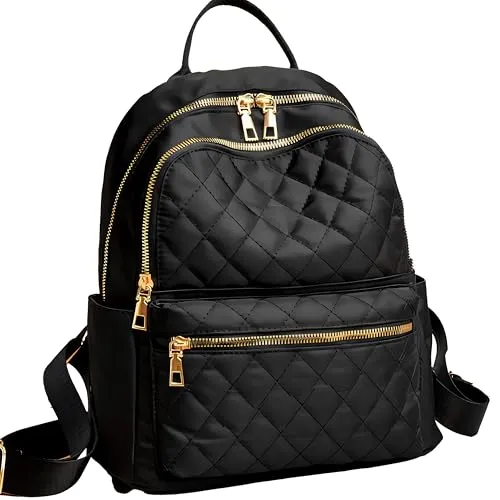 Retoo Rucksack Damen Cityrucksack für Mädchen und Frauen Mittelgroß mit Geräumige und Praktische Taschen Elegant Modern Schulrucksack Rucksack für Reisen Arbeit Wasserdicht Universal Schwarz