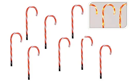 LED Zuckerstange 8er Set mit Timer - Weihnachtsdeko für Garten - Lichterketten für Außen & Innen, 8 Zuckerstangen mit warmweißen LEDs, 8 Funktionen und Timer für festliche Stimmung in Ihrem Garten.