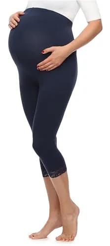 Be Mammy 3/4 Umstandsleggings aus Viskose BE20-161 (Marineblau, M)