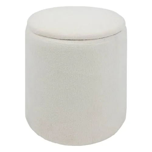 Atmosphera - Runder Weißer Pouf Kaydi Boucle, Ø 35 cm - Eleganter Pouf KAYDI Boucle in Weiß, perfekt für jedes Zuhause. Mit praktischem Stauraum für Ordnung und bis zu 110 kg Tragfähigkeit. Ideal als zusätzlicher Sitzplatz oder für entspannte Stunden.
