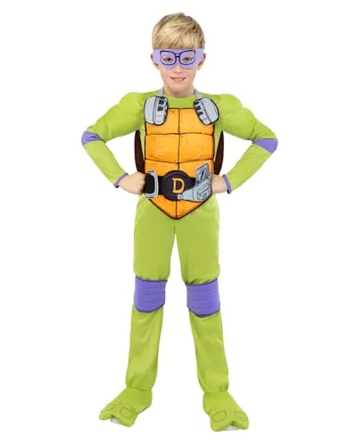 Funidelia Offizielles Donatello Kostüm - Teenage Mutant Ninja Turtles für Jungen, Overall mit Maske, Panzer, Gürtel und Knieschützern, Karneval, Halloween und Party Kostüme - Größe 3-4 Jahre