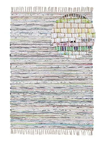 carpetfine Flachgewebeteppich Kelim Chindi Beige 120x170 cm | Moderner Teppich für Wohn- und Schlafzimmer