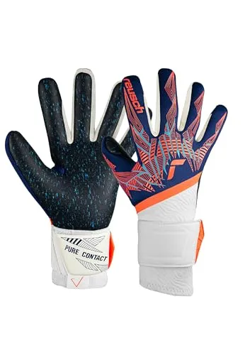 Reusch Pure Contact Fusion Torwarthandschuhe, Damen, Gr. 8,5, blau-orange - Sportliche Torwarthandschuhe mit Hybrid Negative Cut für optimale Ballkontrolle und Griffigkeit. Ideal für alle Wetterbedingungen und maximale Abriebfestigkeit.
