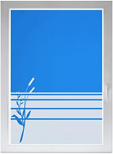 INDIGOS UG Fensterbild Schilfgras Glasdekor Bambus Sichtschutzfolie Fensterfolie Rohrkolben satiniert Blickdicht - 500-2000 mm - Dekoration Sonnenschutz Folie - Glasdekorfolie - selbstklebend - matt