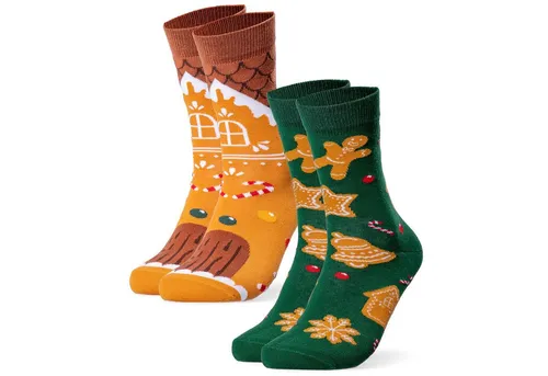 OCCULTO Basicsocken Damen & Herren Weihnachts Socken 2er Pack (Modell: Santa) (2-Paar)