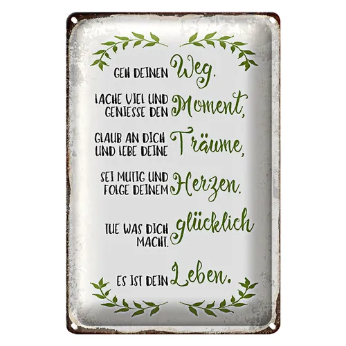 Blechschild Spruch 40x30cm geh deinen Weg lache viel