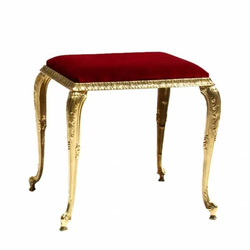 Exklusiver Hocker Klassisch Sitzbank Messing Samt gepolstert Barock Gold Stil