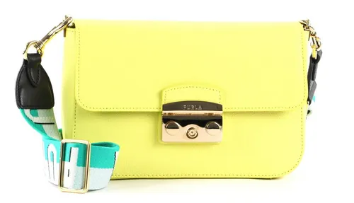 Furla Umhängetasche Metropolis Gelb - Stylische Umhängetasche aus hochwertigem Leder und Polyester, ideal für den Alltag. Mit abnehmbarem, verstellbarem Schulterriemen und kompakten Maßen ist sie der perfekte Begleiter.