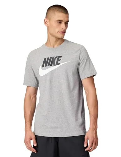 Nike Herren T-Shirt M NSW Tee ICON Futura – dk Grey Heather/Black/White, Größe XS - Bequemes T-Shirt mit regulärer Passform und weichem Stoff. Das ikonische Nike-Logo sorgt für einen sportlichen Look und eignet sich perfekt für den Alltag.