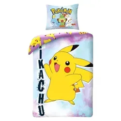 Pokémon Bettbezug Pikachu 140 x 200 cm - Cooles Design für Fans - Bettwäschen mit Pikachu-Motiv, aus 100% Baumwolle, doppelseitiger Druck und extra großer Kissenbezug - ideal für Pokémon-Fans und ein echter Blickfang!