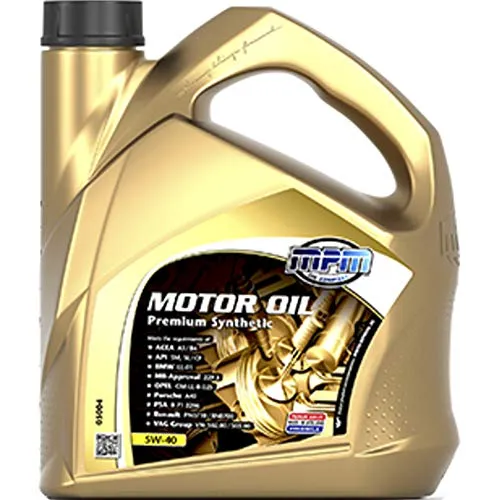 MPM PREMIUM SYNTHETIC 5W-40 Motoröl 5 Liter - Vollsynthetisches Motoröl für PKW, kompatibel mit BMW Longlife-01 und MB 229.3, bietet optimalen Schutz und Leistung für moderne Motoren.