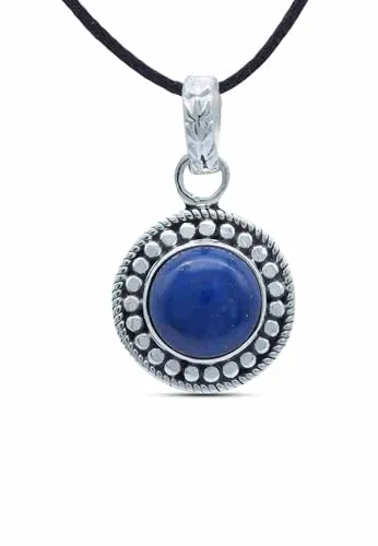 mantraroma Kettenanhänger aus 925 Silber mit Lapis Lazuli - Eleganter Damenanhänger aus 925 Sterlingsilber mit einzigartigem Lapis Lazuli, der durch seine Farbschattierungen zum Unikat wird. Perfekt als edles Geschenk oder stilvolles Accessoire.