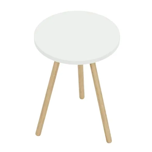 Jungengel Runder Beistelltisch aus Holz, 34 x 34 cm, Höhe 45 cm, für Wohnzimmer, Schlafzimmer, Küche, Esszimmer, Flur, Büro, Gästezimmer, Kinderzimmer (Weiß)