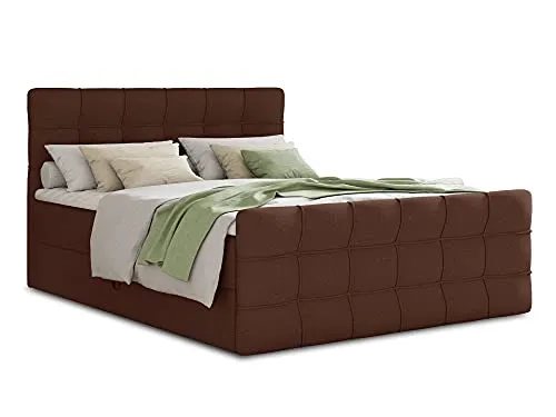 Boxspringbett Best Lux mit Fußteil und 2 Bettkästen - Hochwertiges Polsterbett mit Bonell-Matratze und inkludiertem Topper, bietet praktischen Stauraum und höchsten Schlafkomfort - ideal für Ihr Schlafzimmer.