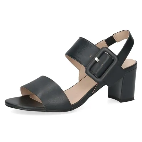 Caprice Leder-Sandaletten in Schwarz, Größe 38, Damen - Wanderschuhe - Elegante Leder-Sandaletten mit rutschhemmender Laufsohle und bequemem Block-Absatz, ideal für stilvolle Sommerausflüge.