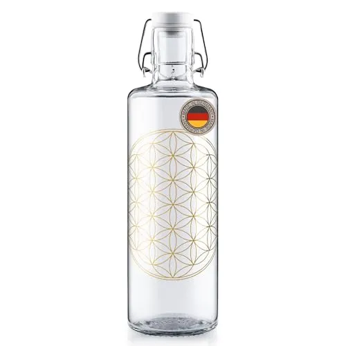 Bottle Flower of Life 1,0l - Trinkflasche mit einzigartigem Flower of Life Design, ideal für stilvolles Trinken und positive Energie unterwegs.