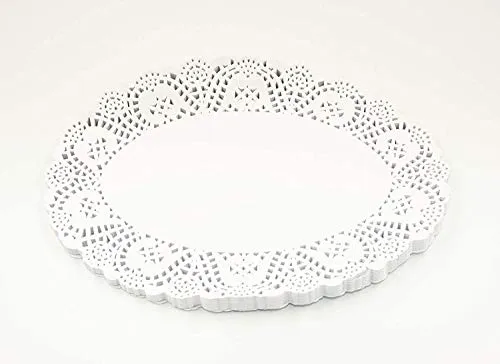Selecto Bake 100 ovale Papierdeckchen, weiß, 10,4'' (26,5 cm), Deckchen, Einweg-Tischsets aus Papier, Kuchenverpackungsunterlagen für Hochzeitsgeschirr, Lebensmitteldekoration