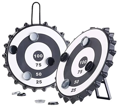 Playtastic Dartscheibe: 2er-Set Magnetische Kronkorken-Dartspiele mit je 6 Kronkorken, Ø 24 cm (Magnet-Dart, Magnet-Dartset, Bier)
