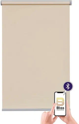 Elektrisches Rollo Las Vegas, sunlines, verdunkelnd, mit Bohren, freihängend, verschraubt, appgesteuert via Bluetooth, mit Motor und Akku, silberner Fallstab