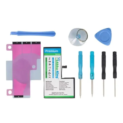 Akku-King Power-Akku kompatibel mit Apple iPhone X / 10 - Li-Polymer 3210mAh - mit Öffnungswerkzeug/Klebestreifen (210mAh mehr als beim Originalakku!)