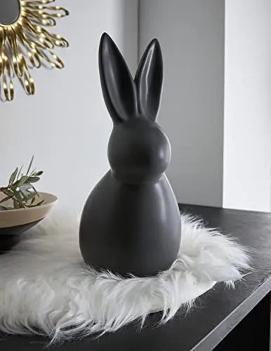 Dekofigur Hase Black aus Porzellan, 26 cm hoch in schwarz von Dekoleidenschaft