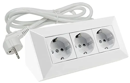 ChiliTec Steckdosenblock 3-Fach - Steckdosen & Zubehör - Praktische Ecksteckdose mit 3 Steckplätzen und 1,5m Kabel, ideal für Küche und Büro, ermöglicht optimale Raumnutzung und einfache Montage.