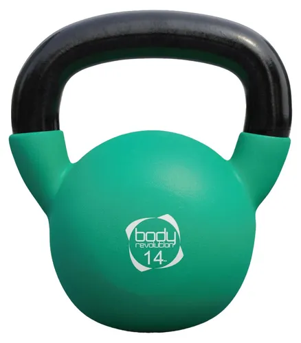 Body Revolution Kettlebell 14 kg – Gusseiserne Kugelhantel mit Neoprenbeschichtung