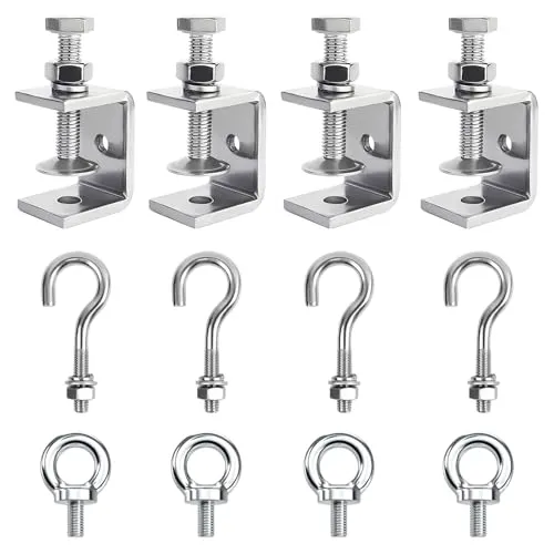 Teiliges Set C Klemme, Einstellbar TräGerklemme Edelstahl Klemmhalter Kieferöffnungen 30mm Schraubklemme Klemmbereich ist 0-25mm Klemmhaken mit Edelstahl Haken und Ringschrauben 12