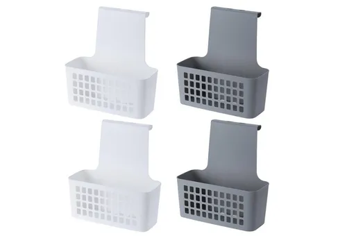 HAC24 Aufbewahrungskorb Hängekorb Aufbewahrungskorb Bad Küche Aufbewahrung Einhängekorb (4 St), Weiß und Grau Kunststoff 24 x 10 x 25 cm