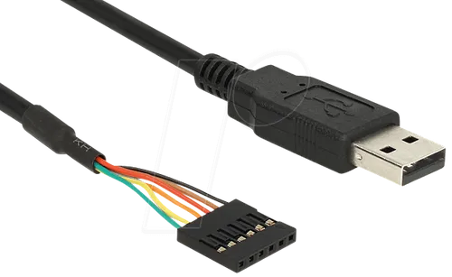 DELOCK 83784 - USB 2.0 Konverter, Seriell-TTL Pinheader Buchse, 1,8 m (5 V) - USB-Konverter für industrielle Anwendungen, großer Temperaturbereich von -20°C bis +80°C, kompatibel mit Windows, Linux und MAC, ideal für Embedded Systeme.
