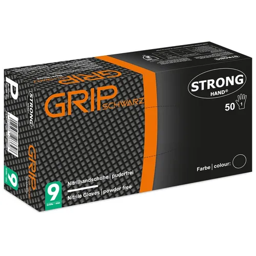 Produktbild 1er PACK(Box) Gr .9 (L) *GRIP SCHWARZ* STRONGHAND® HANDSCHUHE schwarz *GRIP SCHW