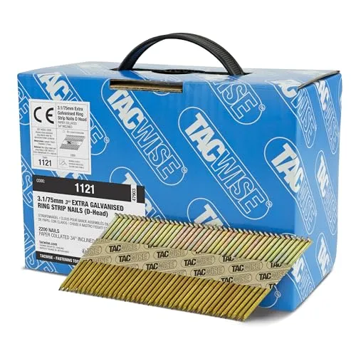 Tacwise 1121 Typ 3,1/75mm verzinkte Streifennägel Ring, 2200 Stück, Silber